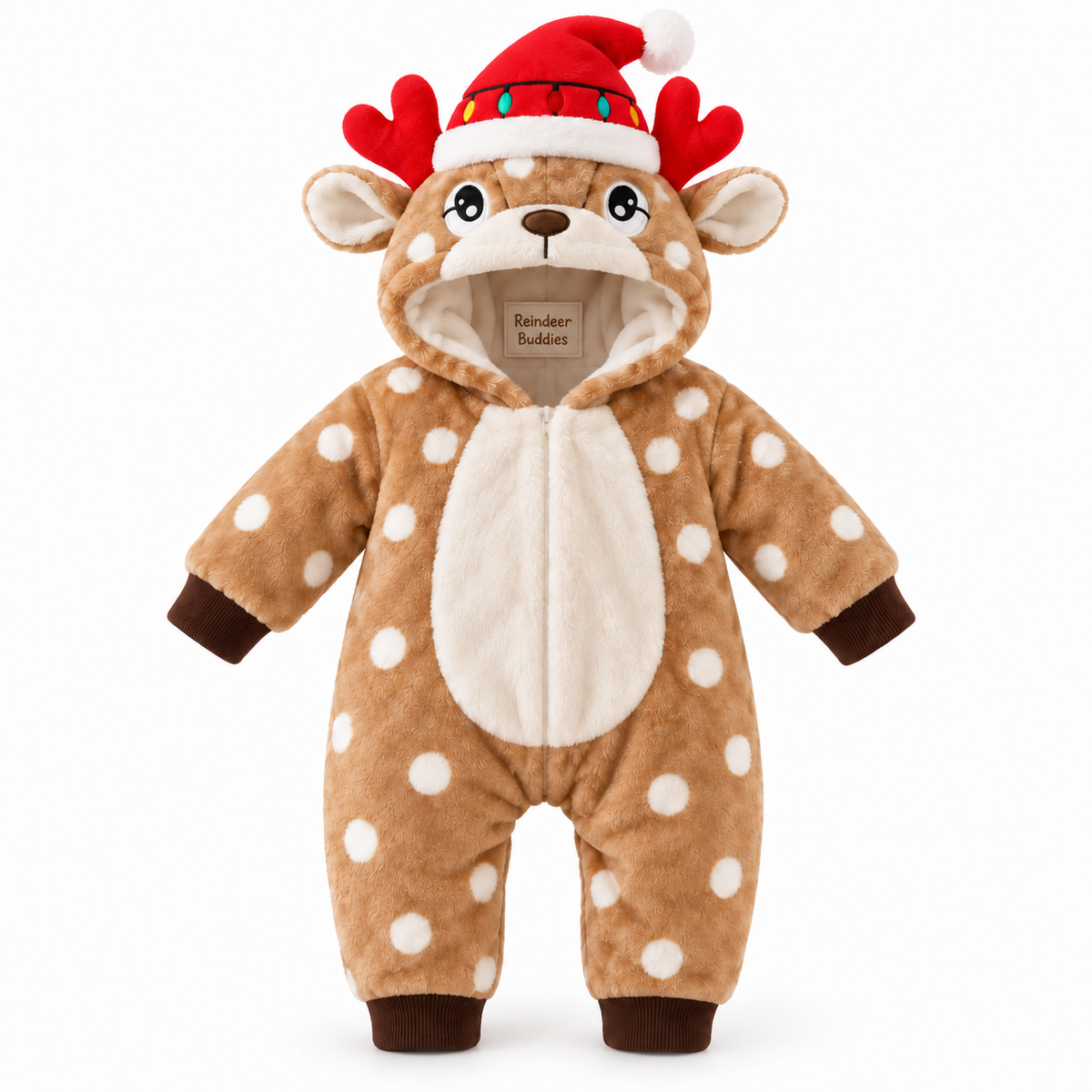 Cosy Reindeer Baby Romper for Christmas Photos