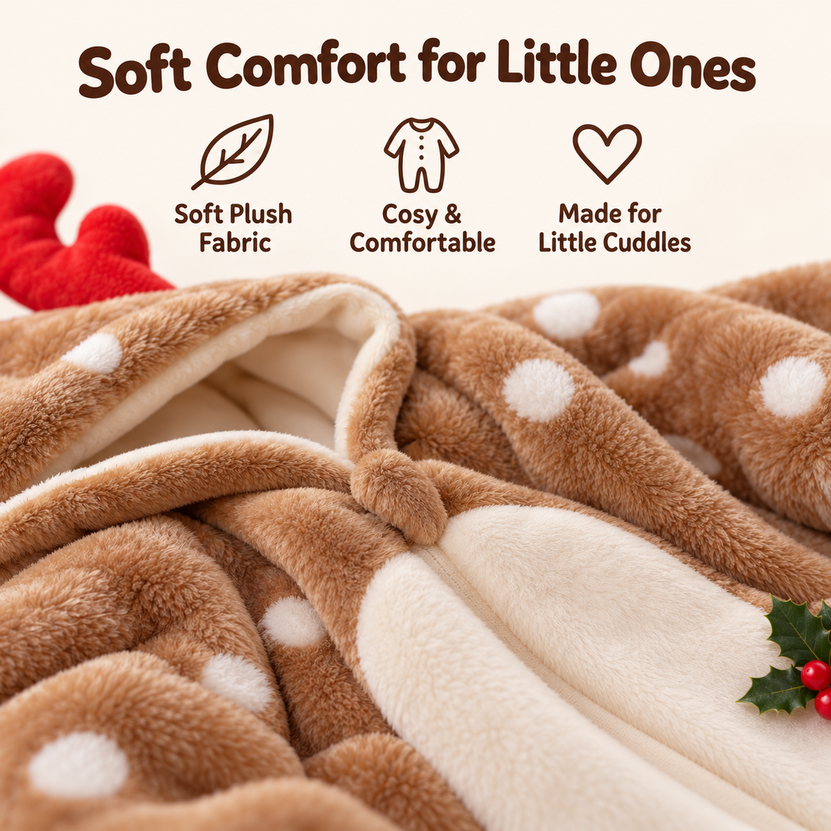 Cosy Reindeer Baby Romper for Christmas Photos